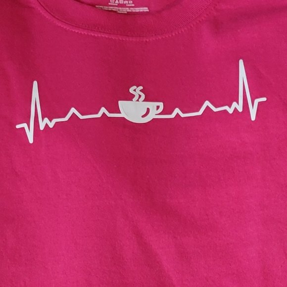 Coffee Heartbeat Print Crew Neck T-Shirt - Picture 2 of 7